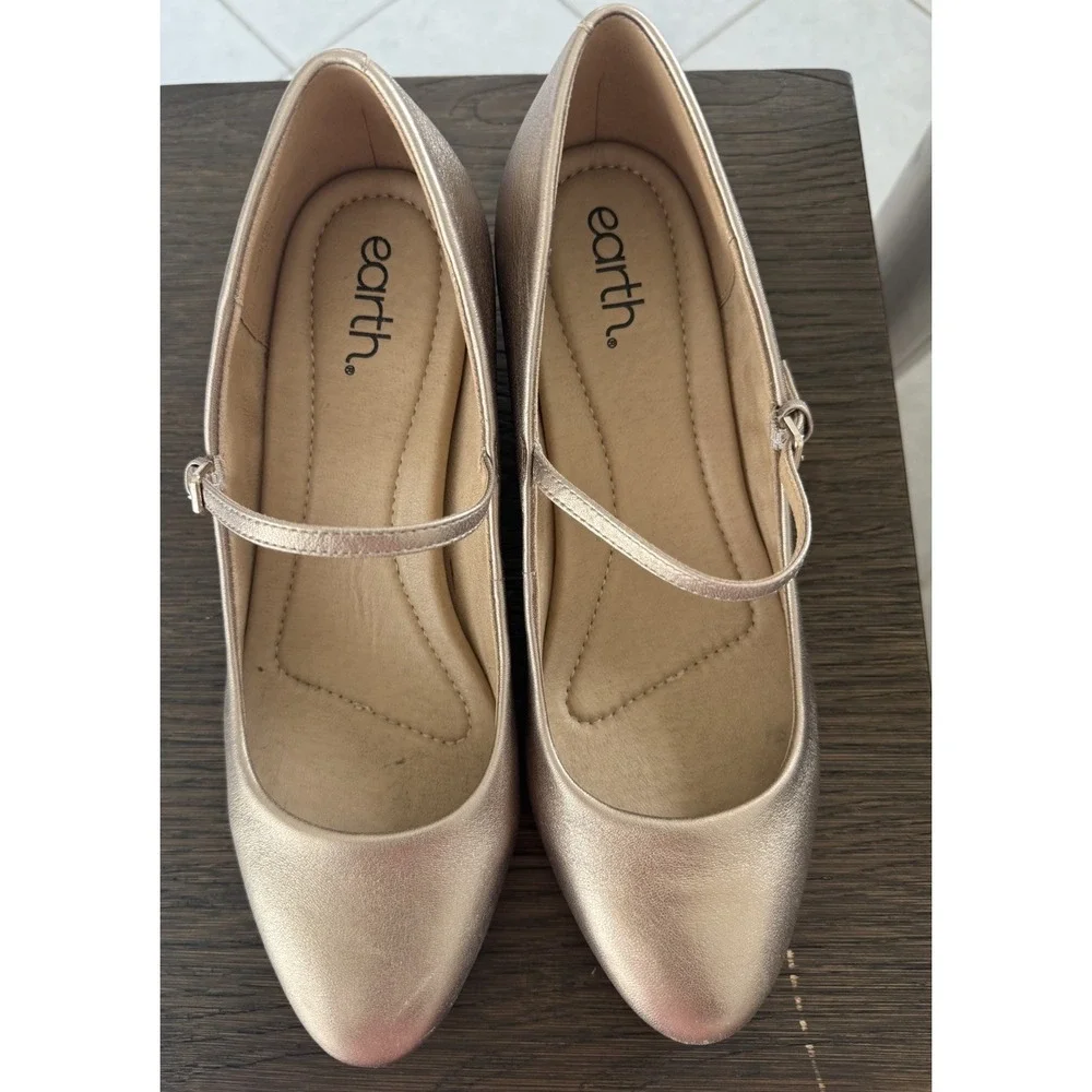 Earth Rumer Mary Jane Block Heel Dress Pumps Women's Bronze Size US 9M